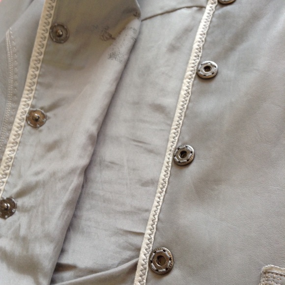 Ellie Tahari Pewter Grey Leather Jacket - Picture 4 of 8